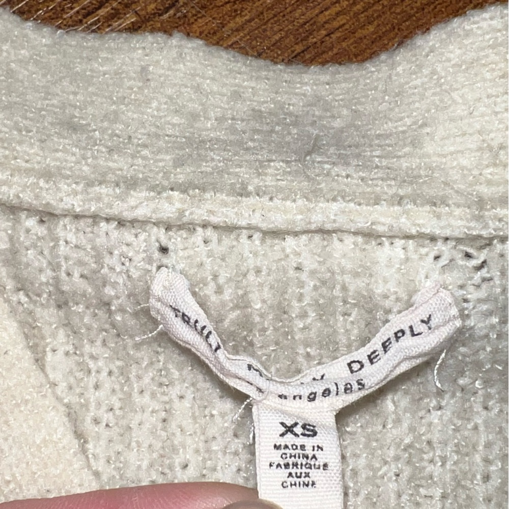 Urban Outfitters Piper Cream Slouchy Balloon Sleeve Gold Black Cardigan Size XS - Picture 11 of 14